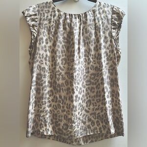 Vintage Silk Leopard Banana Republic Cap SleeveTop